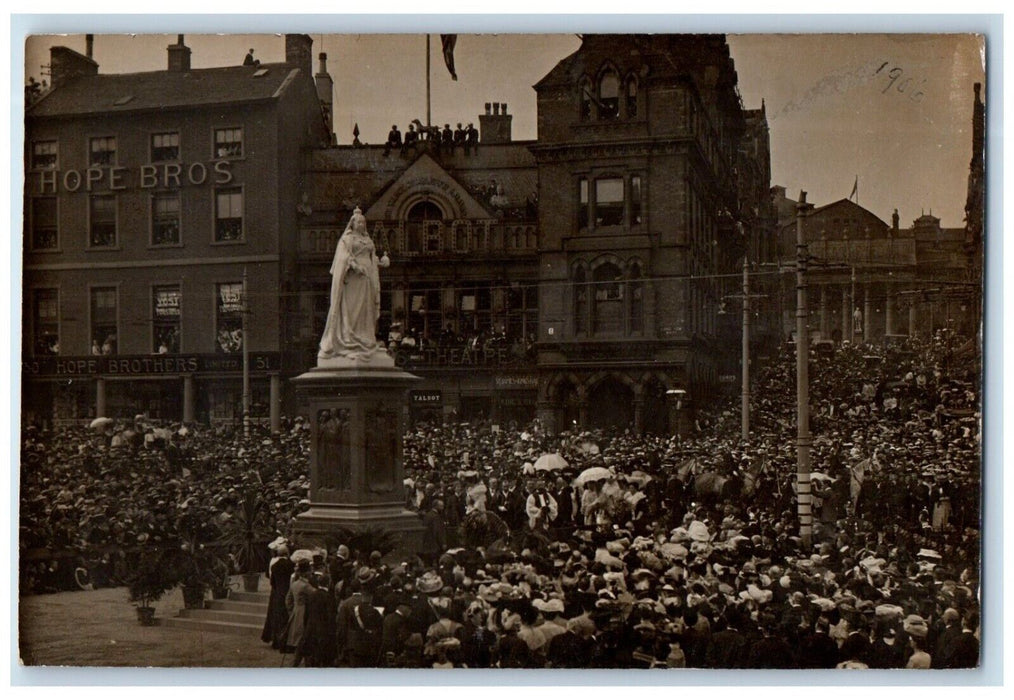 1906 Unveiling Queen Victoria Statue Nottingham England RPPC Photo Postcard