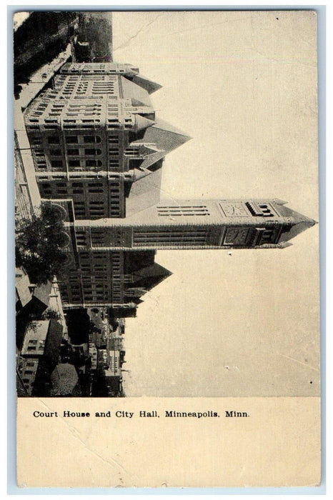 c1910 Court House & City Hall Building Minneapolis Minnesota MN Antique Postcard