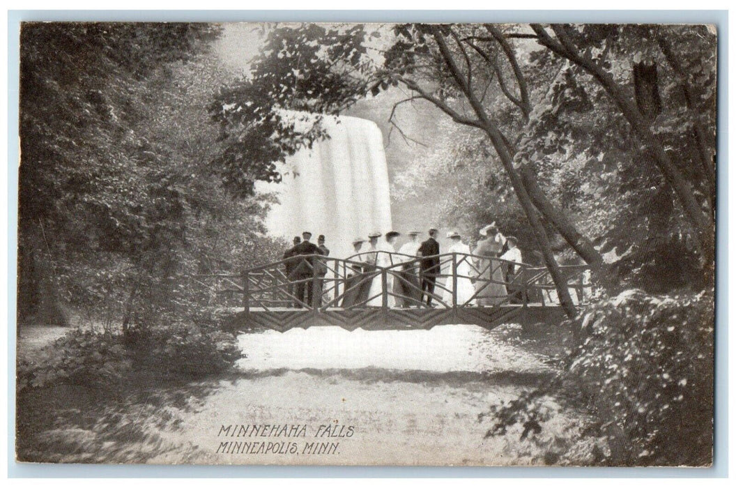 1907 Minnehaha Falls People Bridge Trees Minneapolis Minnesota Vintage Postcard