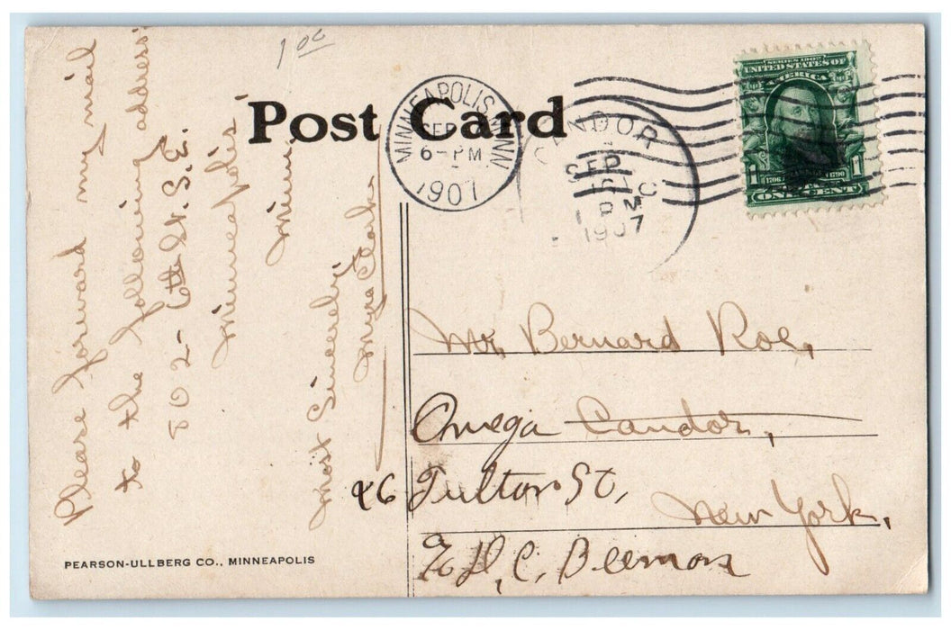 1907 Minnehaha Falls People Bridge Trees Minneapolis Minnesota Vintage Postcard