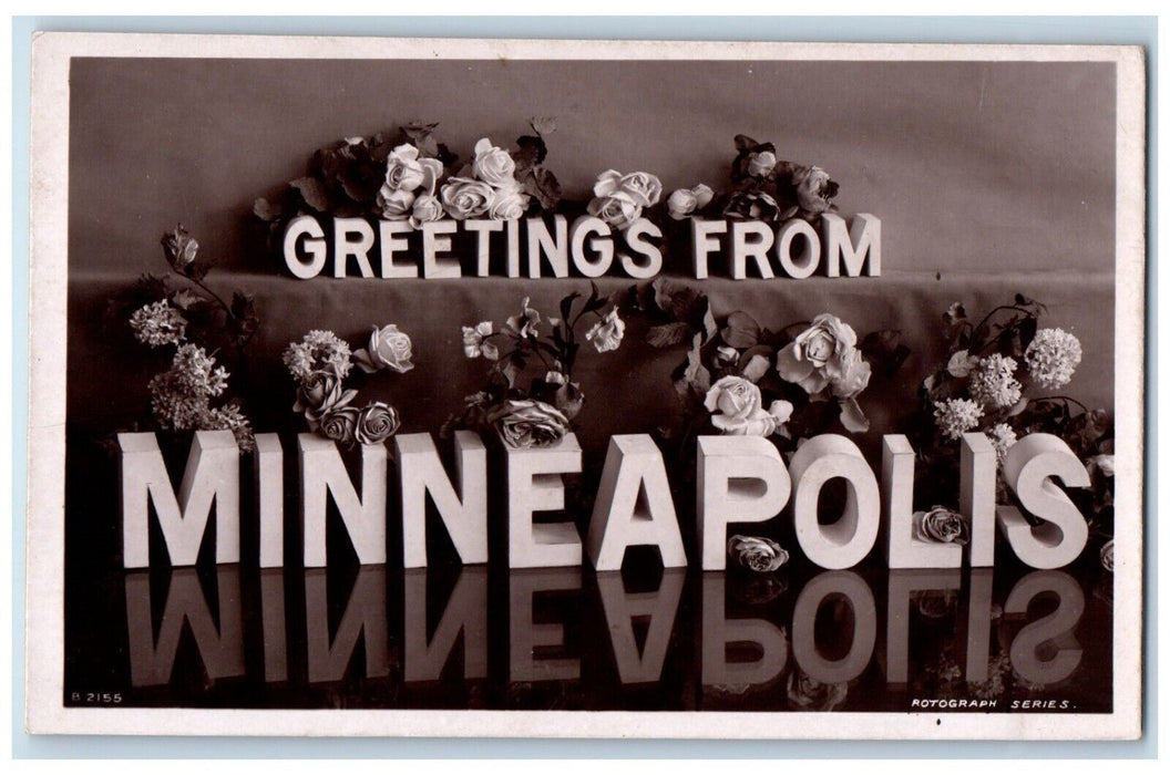 Greetings From Minneapolis Minnesota MN Flowers Rotograph RPPC Photo Postcard