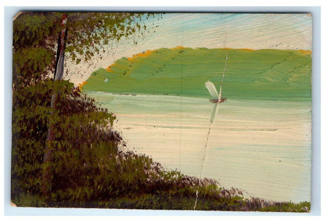 1909 Hand Painted Art Diters Plainville Connecticut CT On Thick Board Postcard