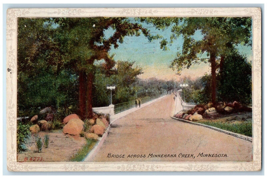 1913 Bridge Across Minnehaha Creek Road Minneapolis Minnesota Vintage Postcard