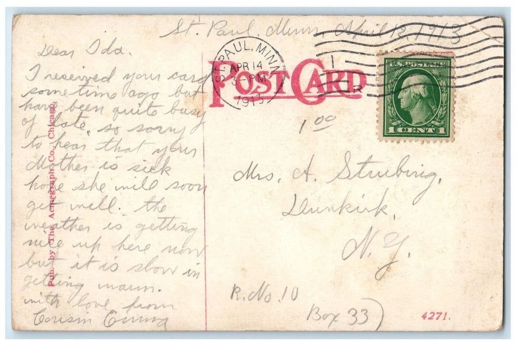 1913 Bridge Across Minnehaha Creek Road Minneapolis Minnesota Vintage Postcard