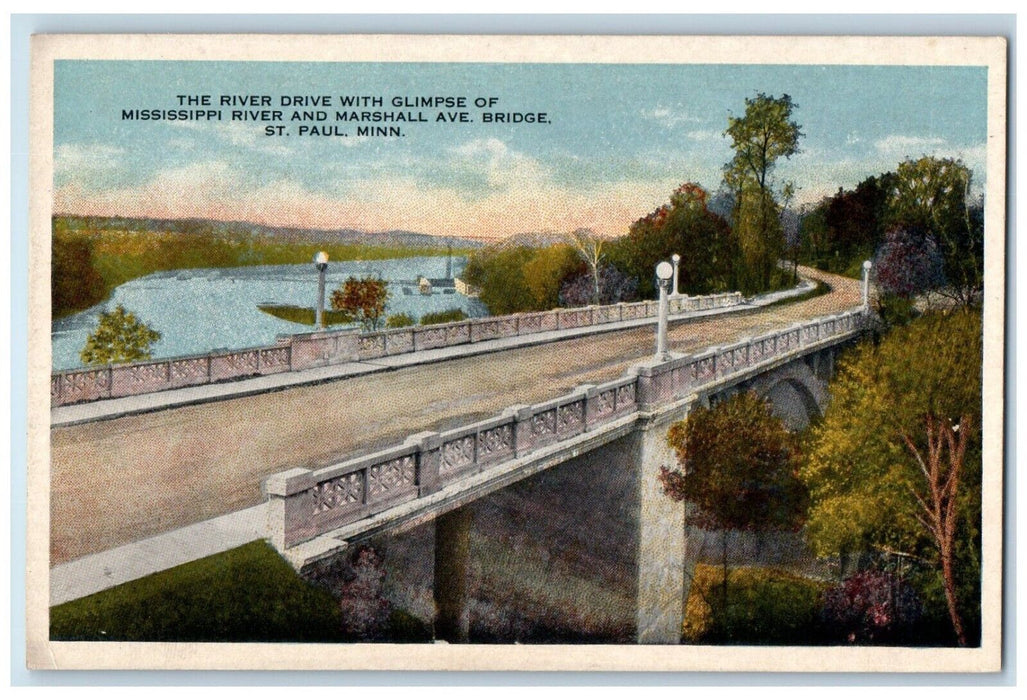 1910 River Drive Glimpse Mississippi Marshall Ave St Paul Minnesota MN Postcard