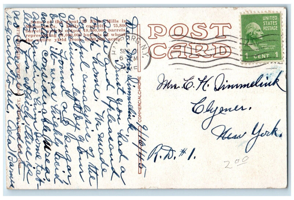 c1945 Overlooking Glimpse Great Flour Mills Minneapolis Minnesota MN Postcard