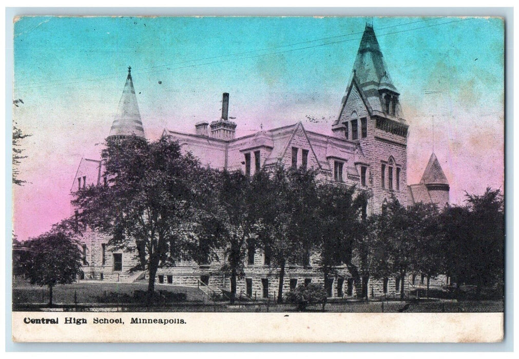 1911 Central High School Building Minneapolis Minnesota Vintage Antique Postcard