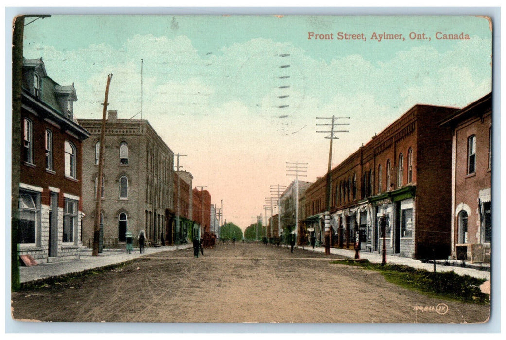 1911 Front Street Building Scene Aylmer Ontario Canada, Niagara Fall NY Postcard