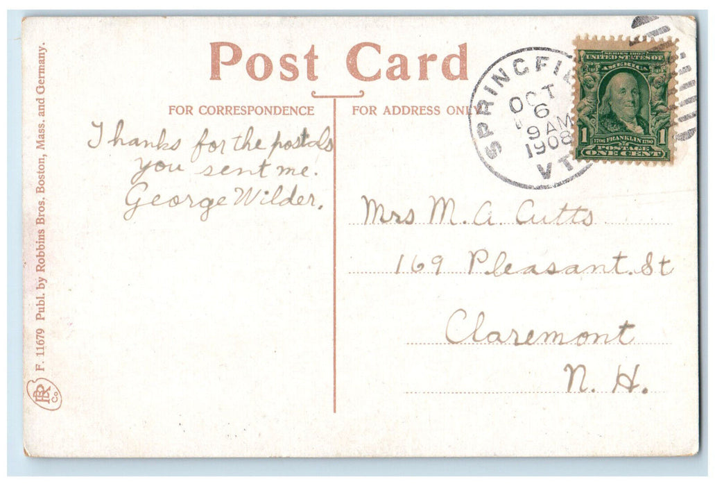 1908 St. Paul School Building Panoramic View Concord New Hampshire NH Postcard
