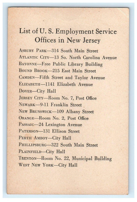 1919 Camp Dix WW1 Employment Service Plumber New Jersey NJ Military Postcard