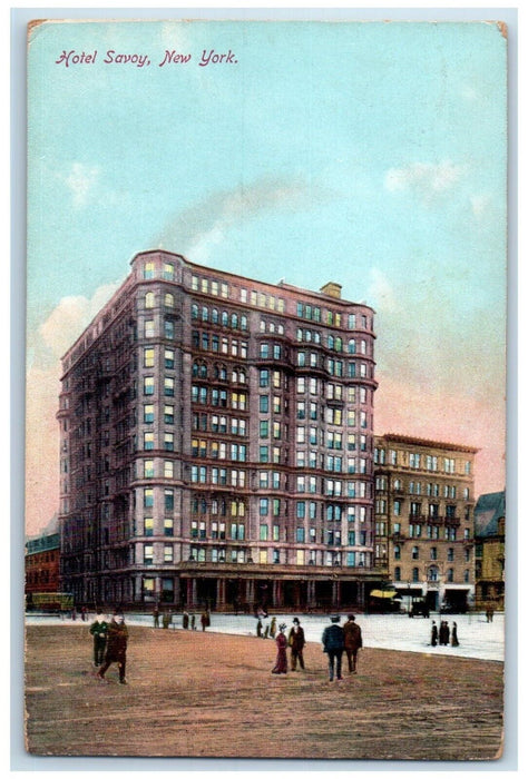 1914 Hotel Savory Building Street View New York NY Posted Antique Postcard