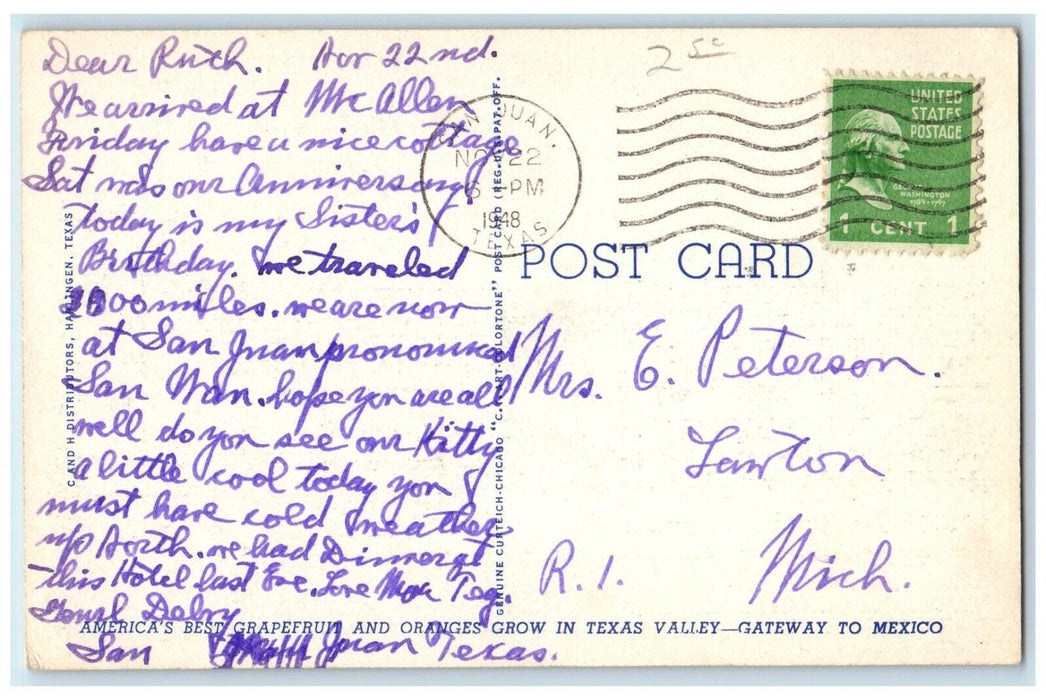 1948 Casa De Palmas Hotel McAllen Roadside Entrance Texas TX Antique Postcard