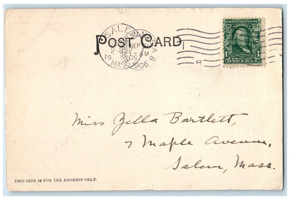 1906 Armory 8th Regiment N. Y. N. Guard New York NY, Salem MA Antique Postcard