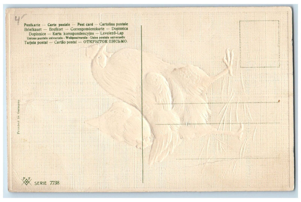 c1910's Easter Wishes Chicken Hen Animal Embossed Unposted Antique Postcard