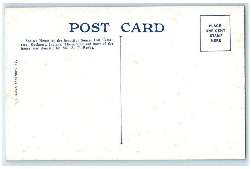 c1910 Shelter House Rockport Cemetery Rockport Indiana IN Unposted Postcard