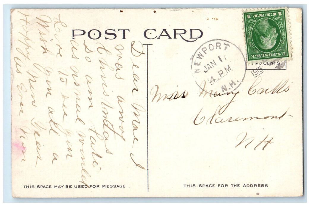 1915 View Of Town Hall Lebanon Newport New Hampshire NH Antique Posted Postcard