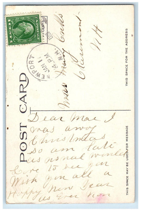 1915 View Of Town Hall Lebanon Newport New Hampshire NH Antique Posted Postcard