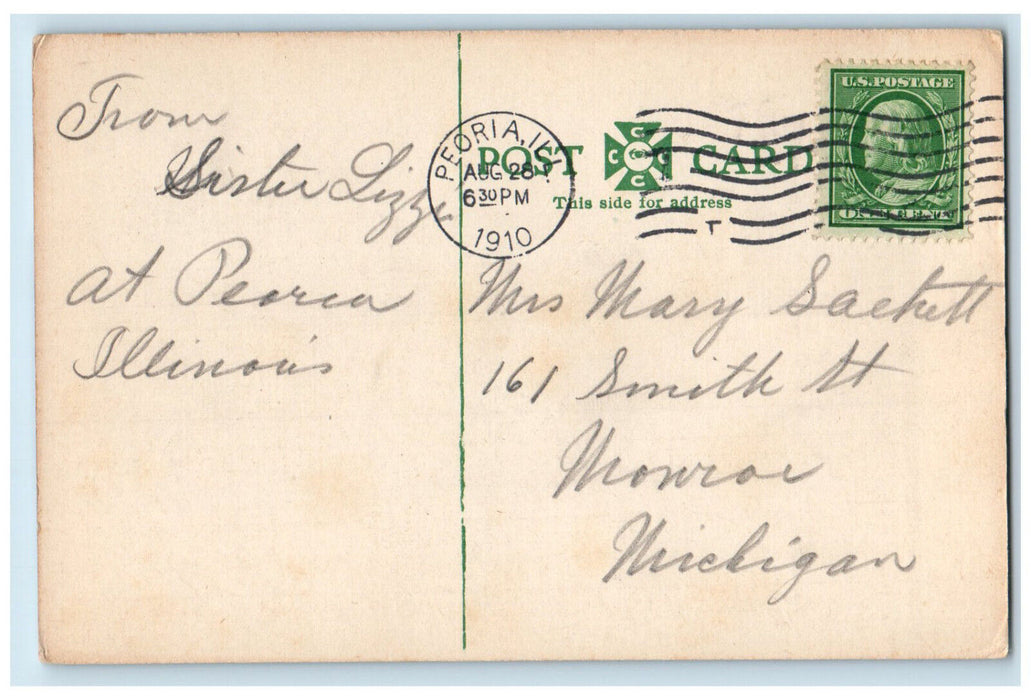 1910 Scene In Oak Park Peoria Illinois IL, Boat Canoeing Scene Antique Postcard