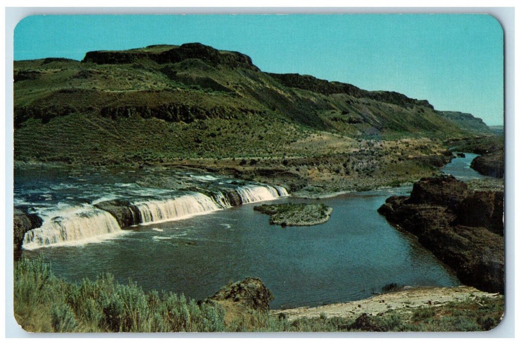 Scenic View Of Upper Palouse Falls Near Washtucna Washington WA Vintage Postcard