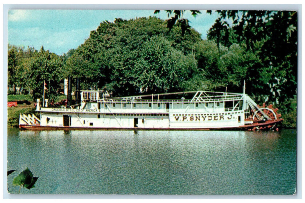 The W. P. Snyder Jr. Steamboat Ship S.S. Marietta Ohio OH Advertising Postcard