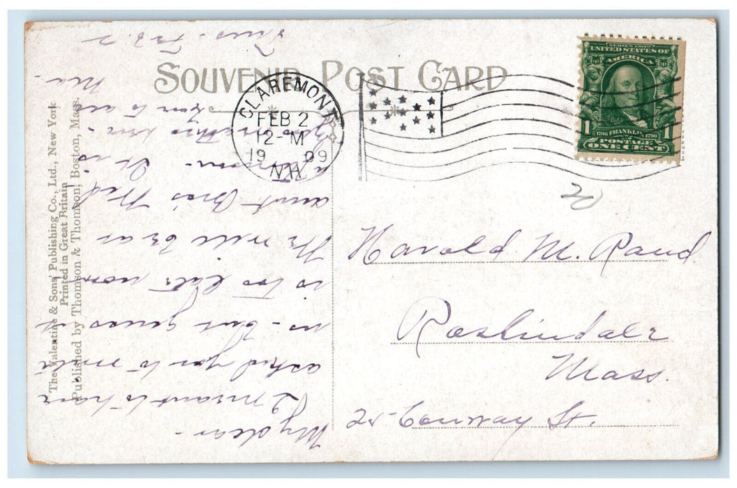 1909 Green Mountain Claremont New Hampshire NH Antique Posted Postcard
