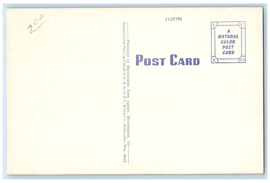 c1940 Bloomington High School Exterior Building Bloomington Illinois IL Postcard