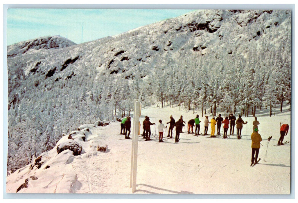 Ski School At The Top Winter Snow Scene Stowe Vermont VT Vintage Postcard