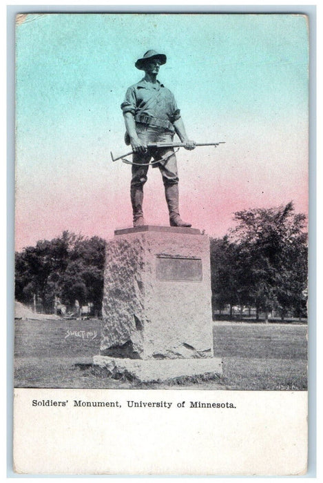 1909 Soldiers Monument Statue University Minnesota Minneapolis Vintage Postcard