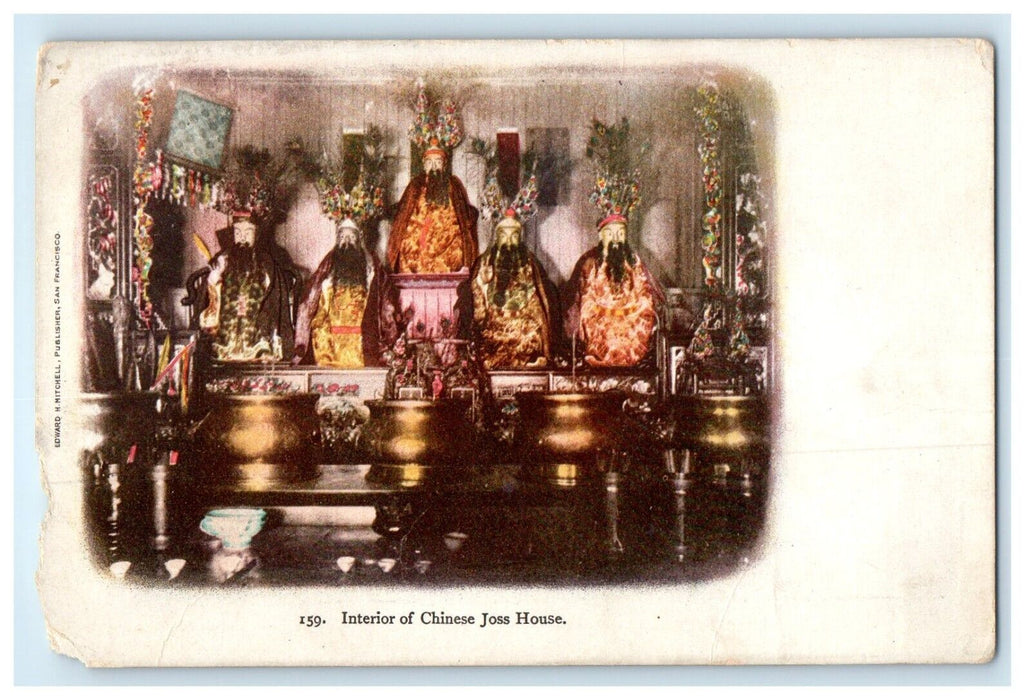 c1905 Interior of Chinese Joss House China Unposted Antique Postcard