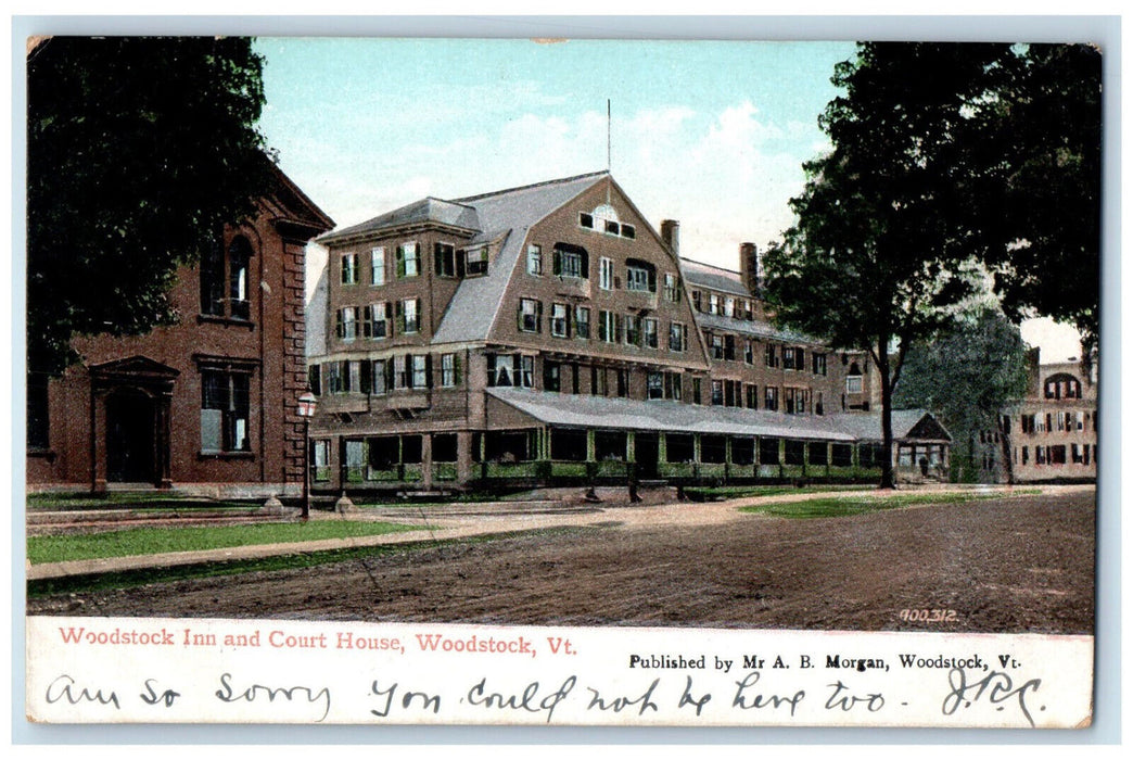 1907 View Of Woodstock Inn And Court House Woodstock Vermont VT Antique Postcard