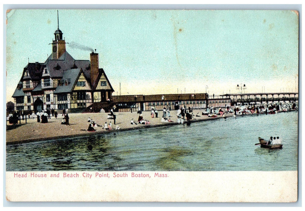 View Of Head House And Beach City Point South Boston Massachusetts MA Postcard