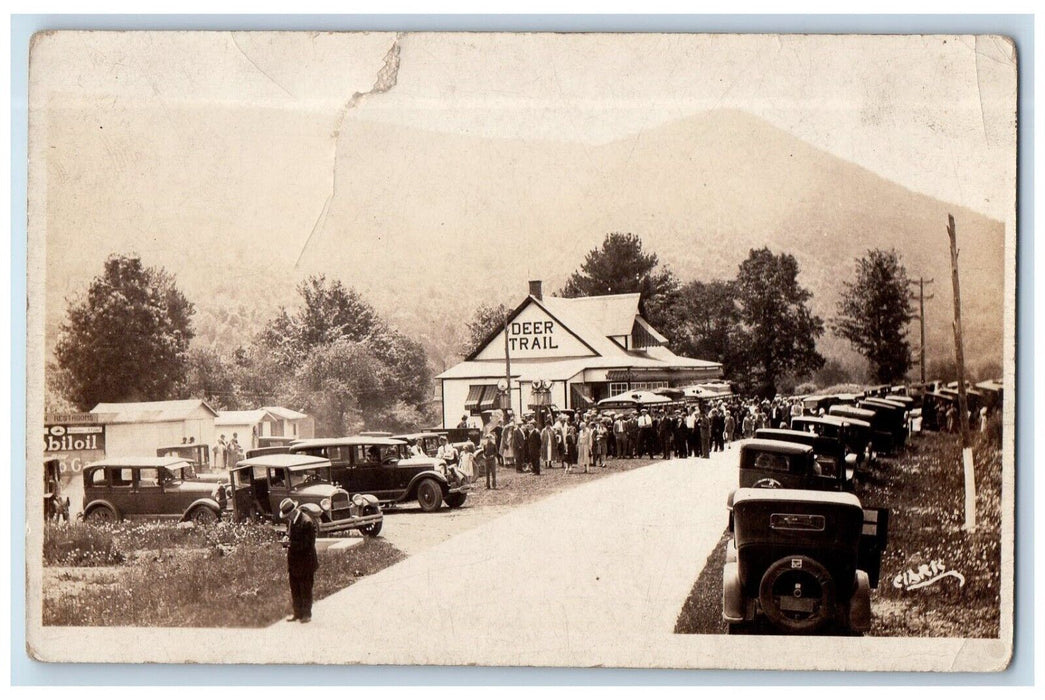 c1910's Deer Trail Motel View Gas Station White Buffalo NY RPPC Photo Postcard