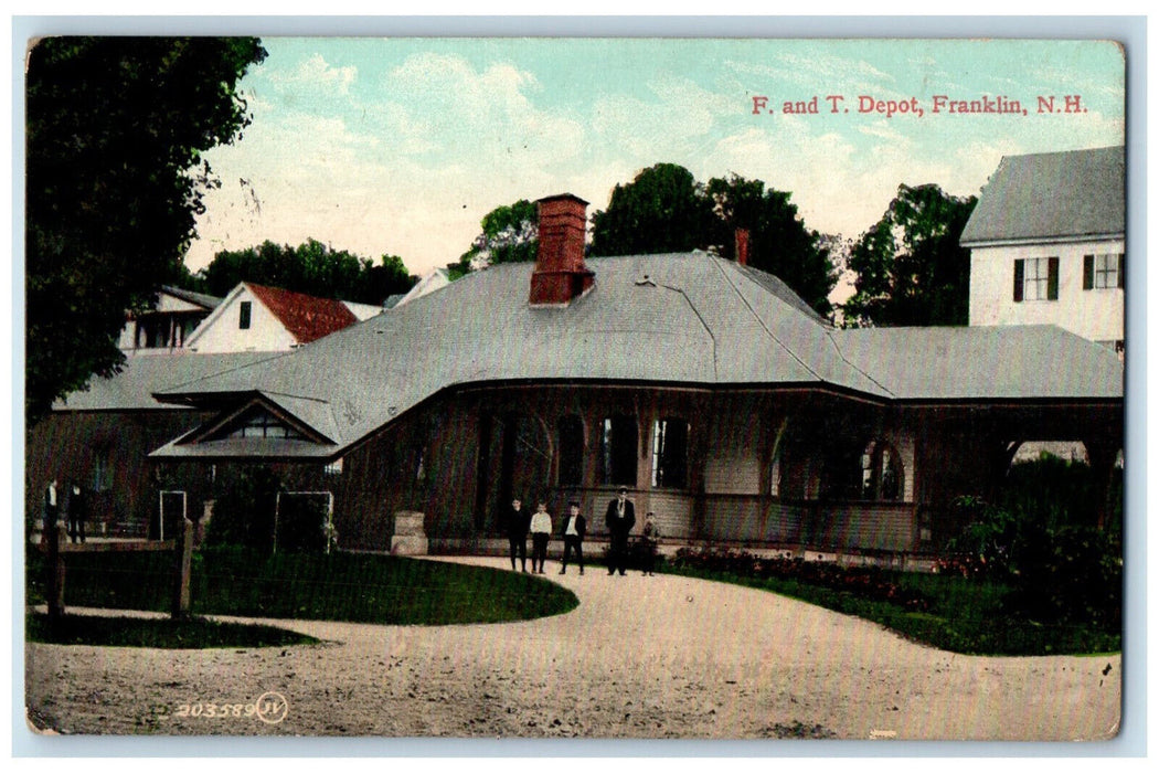 1908 F. And T. Railroad Depot Franklin New Hampshire NH Antique Posted Postcard