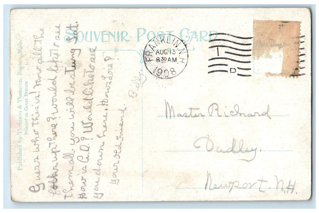 1908 F. And T. Railroad Depot Franklin New Hampshire NH Antique Posted Postcard