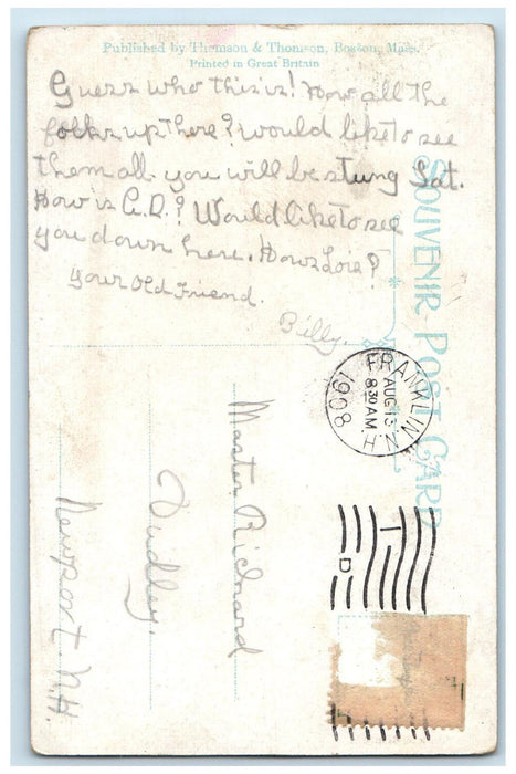 1908 F. And T. Railroad Depot Franklin New Hampshire NH Antique Posted Postcard
