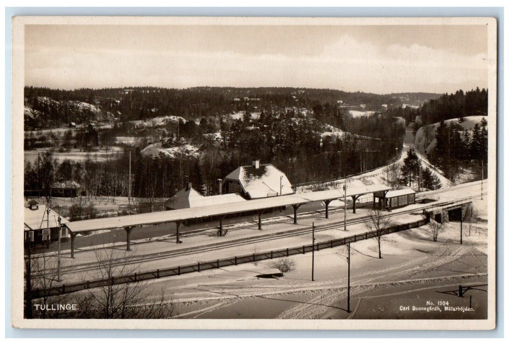 c1930's Tullinge Train Station View Stockholm Sweden RPPC Photo Postcard
