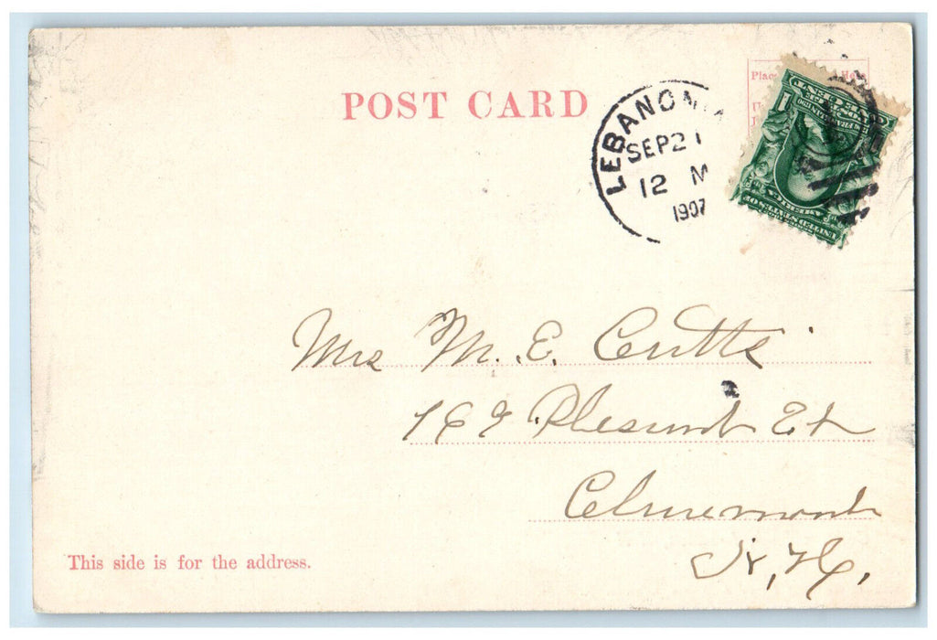 1907 Colburn Park Lebanon New Hampshire NH, Church Tree Scene Antique Postcard