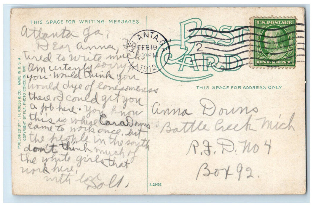 1912 Packing Grape Fruit Florida FL Posted Antique S.H Kress & Co. Postcard