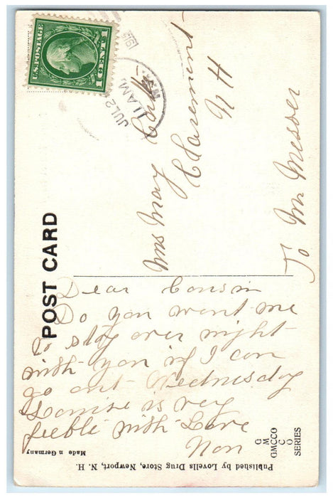 1915 View Of Draper Mill At No. Newport New Hampshire NH Antique Posted Postcard