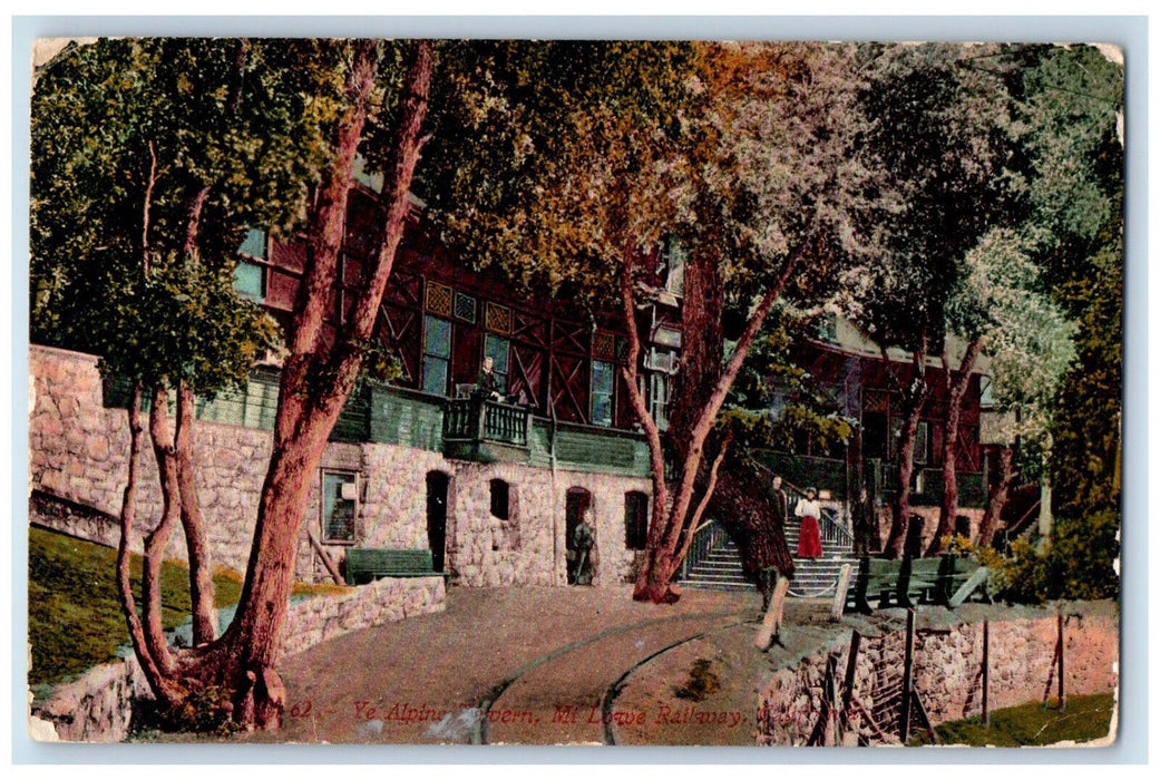 1917 View Of Ye Alphine tavern Mt. Lowe Railway California CA Antique Postcard
