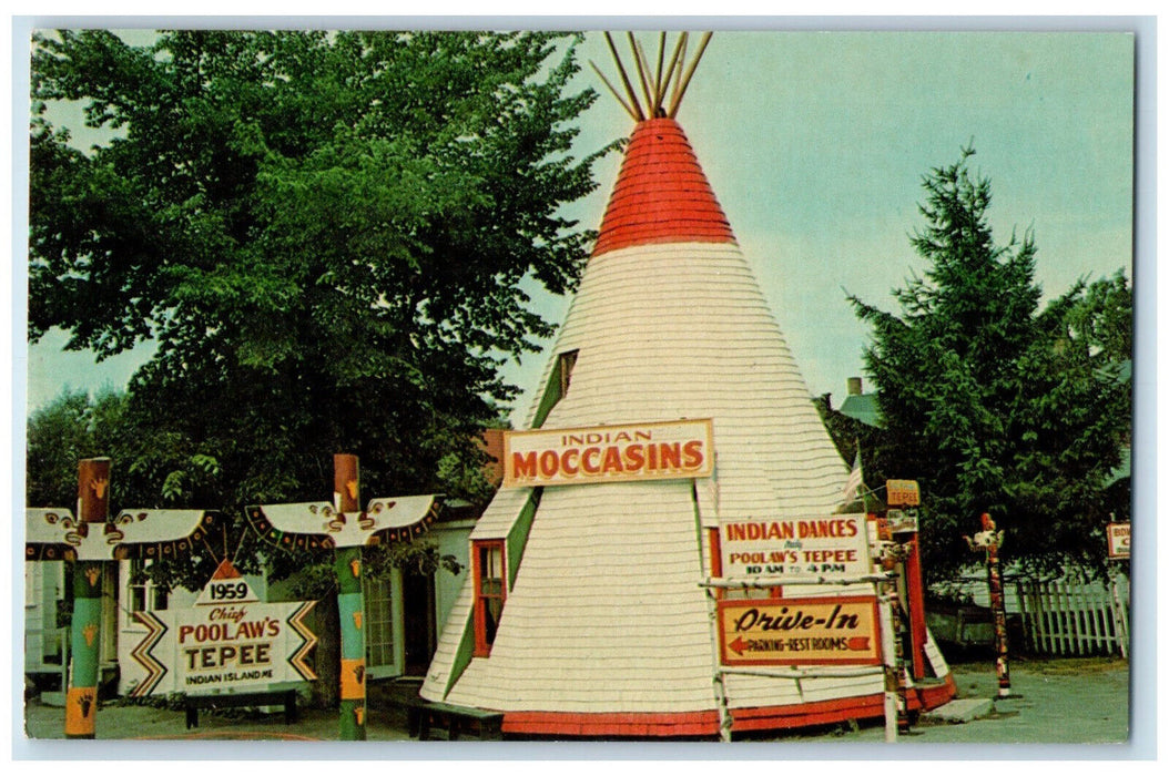Indian Moccasins Chief Poolaw's Unique Gift Shop Old Town Maine ME Postcard