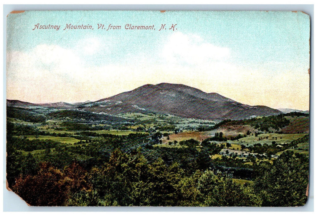 c1910 Ascutney Mountain Vermont from Claremont New Hampshire NH Postcard