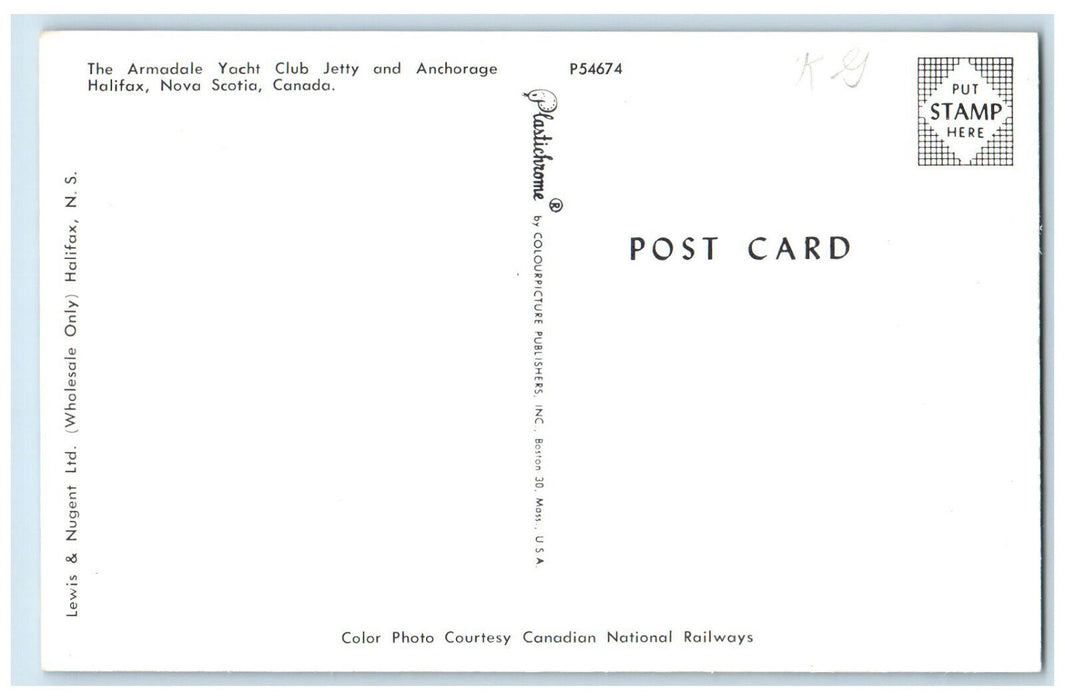 The Armadale Yacht Club Jetty And Anchorage Halifax Nova Scotia Canada Postcard