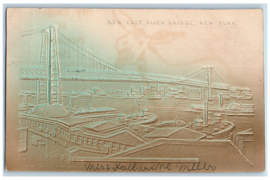 1906 View Of New East River Airbrushed New York NY Embossed Antique Postcard