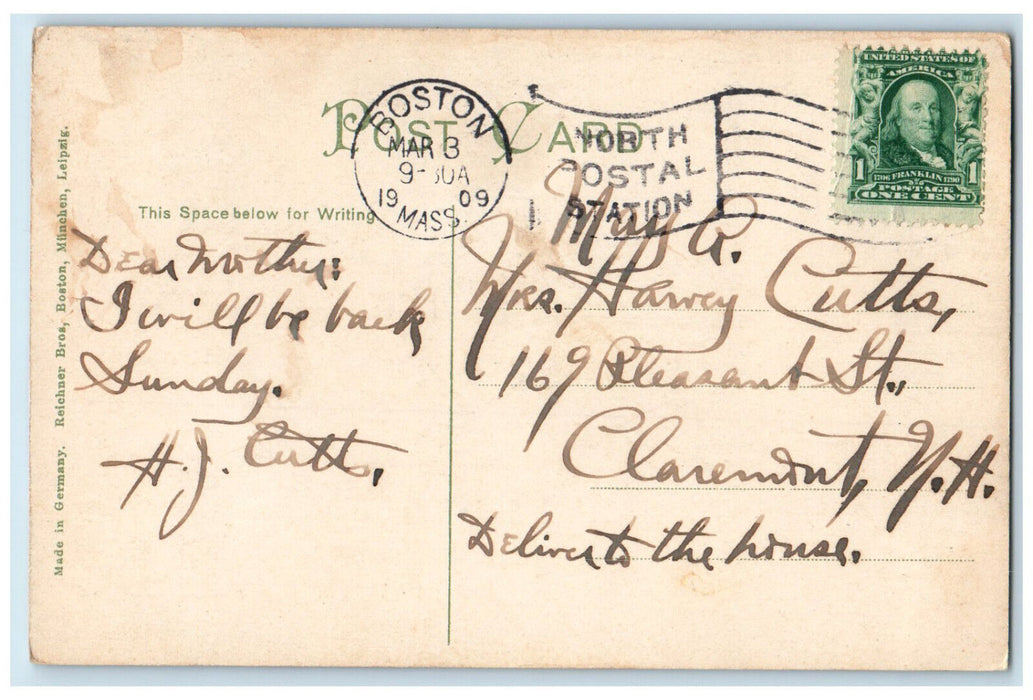 1909 Young's Hotel Building Horse Carriage View Boston Massachusetts MA Postcard