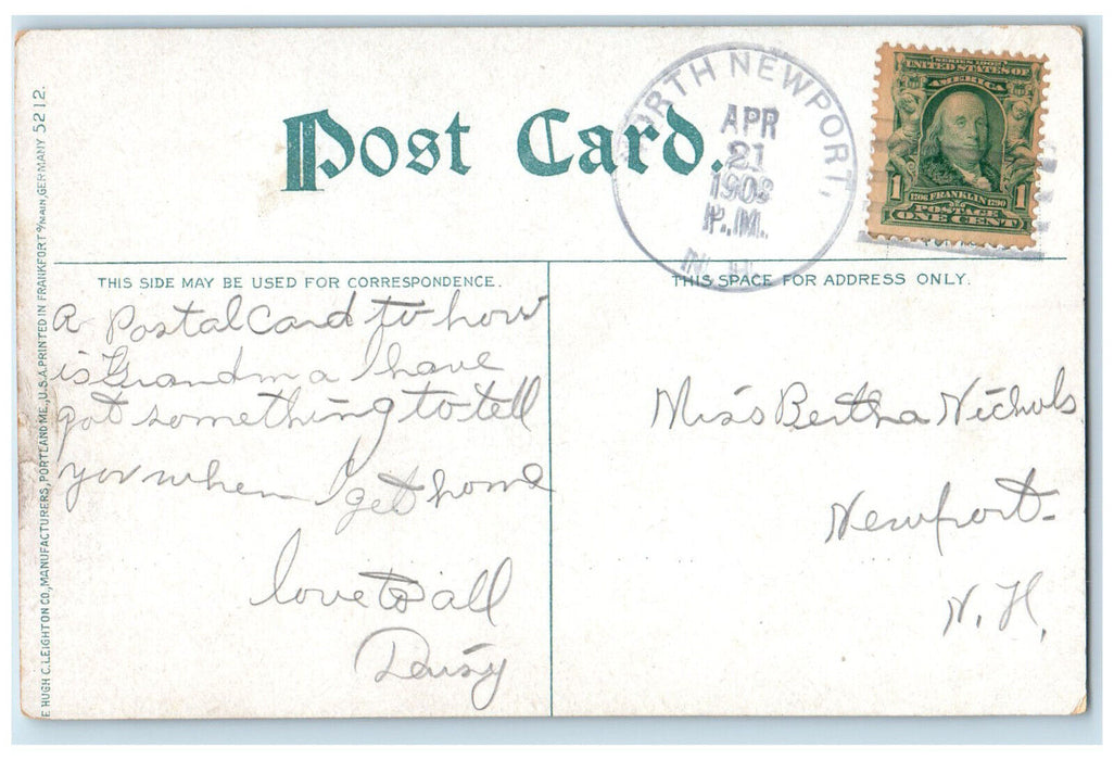 1908 Court Street Woodsville New Hampshire NH, Road Department Y.M.C.A Postcard