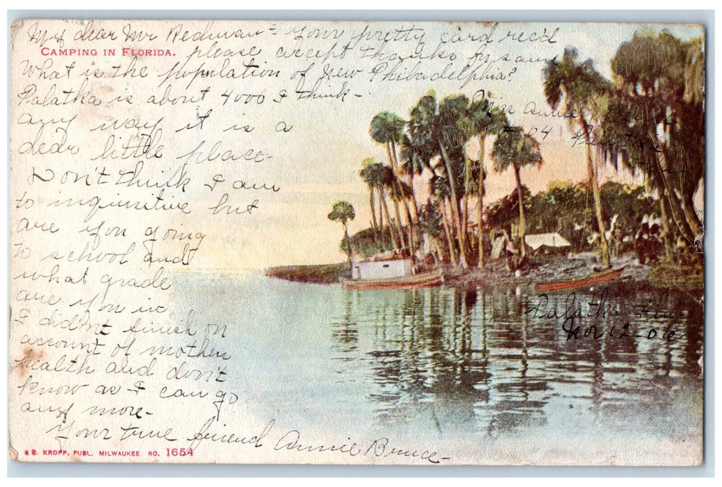 1906 Camping in Florida EC Kropp Palatka Florida FL Posted Postcard