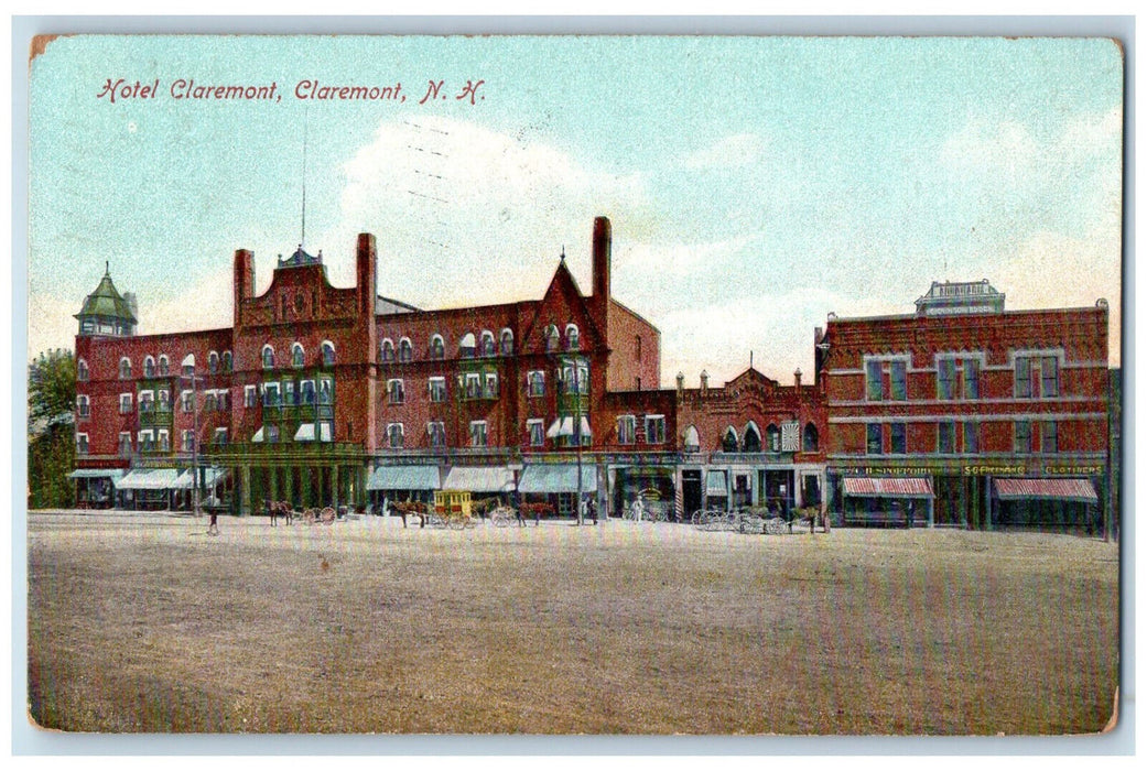 1908 Hotel Claremont Claremont New Hampshire NH Hugh C Leighton Co. Postcard
