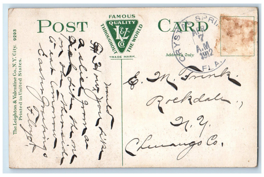 1912 A Florida Manatee Crystal Springs Florida FL Antique H.E. Hill Postcard