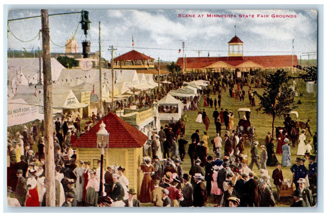 Crowded People Scene At Minnesota State Fair Grounds MN Vintage Postcard